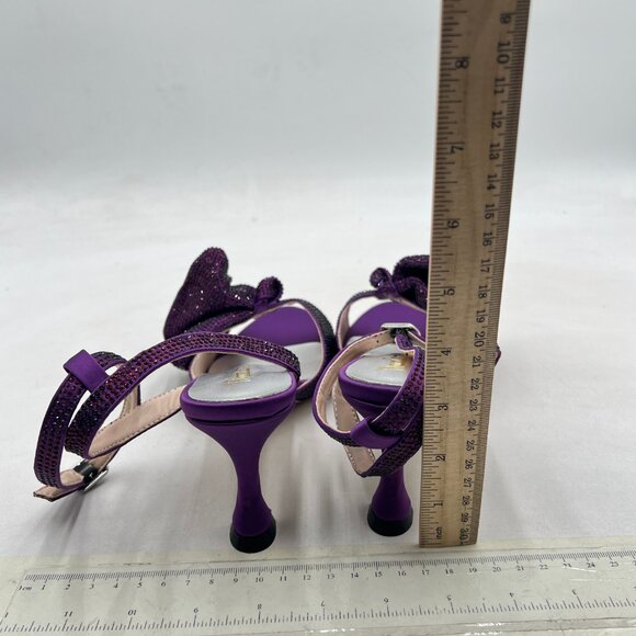 Milooey Shoe Purple Womens Glitter Rhinestone Bow Heeled Elegant Crystal Sandal - Picture 5 of 8